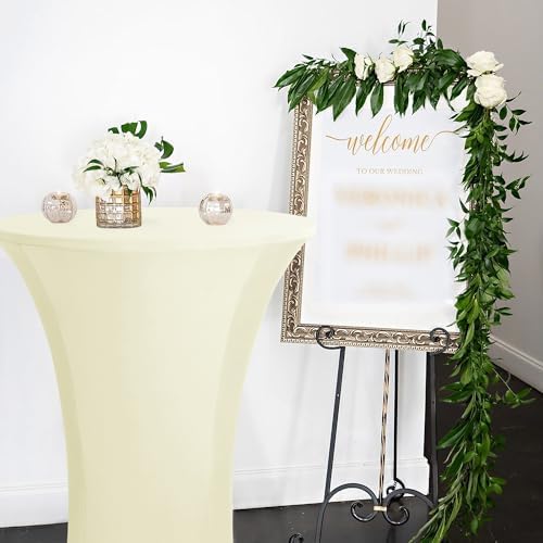 Spandex Ivory Cocktail Table Covers for 30-32 Inch High Top Pub 6 Pack, alternate view 4