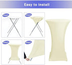 Spandex Ivory Cocktail Table Covers for 30-32 Inch High Top Pub 6 Pack, alternate view 6