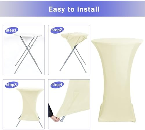 Spandex Ivory Cocktail Table Covers for 30-32 Inch High Top Pub 6 Pack, alternate view 6