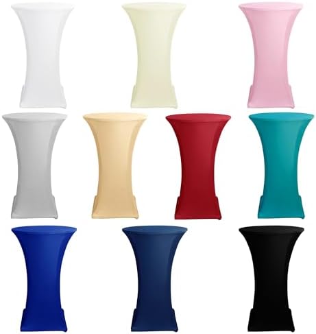 Spandex Ivory Cocktail Table Covers for 30-32 Inch High Top Pub 6 Pack, alternate view 7