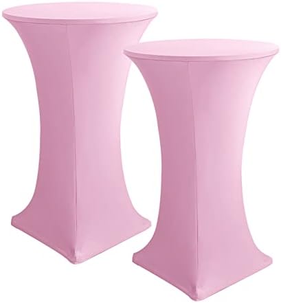 Spandex Light Pink Cocktail Table Covers for 30-32 Inch High Top Pub 2 Pack