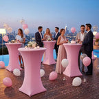 Spandex Light Pink Cocktail Table Covers for 30-32 Inch High Top Pub 2 Pack, alternate view 2