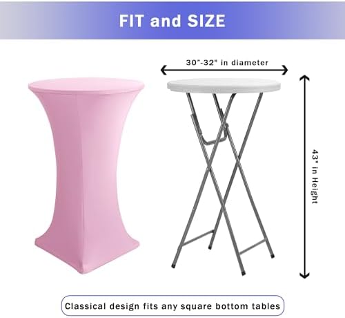 Spandex Light Pink Cocktail Table Covers for 30-32 Inch High Top Pub 2 Pack, alternate view 3