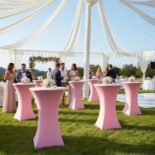 Spandex Light Pink Cocktail Table Covers for 30-32 Inch High Top Pub 2 Pack, alternate view 4