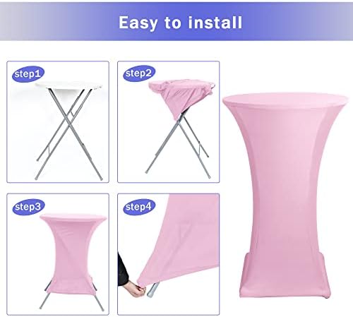Spandex Light Pink Cocktail Table Covers for 30-32 Inch High Top Pub 2 Pack, alternate view 6