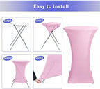 Spandex Light Pink Cocktail Table Covers for 30-32 Inch High Top Pub 2 Pack, alternate view 6