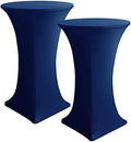 Spandex Navy Cocktail Table Covers for 30-32 Inch High Top Pub 2 Pack