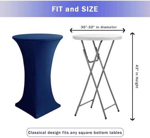 Spandex Navy Cocktail Table Covers for 30-32 Inch High Top Pub 2 Pack, alternate view 3