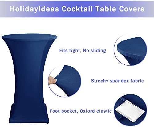 Spandex Navy Cocktail Table Covers for 30-32 Inch High Top Pub 2 Pack, alternate view 4