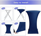 Spandex Navy Cocktail Table Covers for 30-32 Inch High Top Pub 2 Pack, alternate view 5
