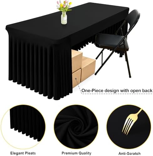 Spandex Open Back Tablecloth, Elastic Fitted Stretch Tablecloth for 4FT Rectangle Tables, Waterproof Washable, alternate view