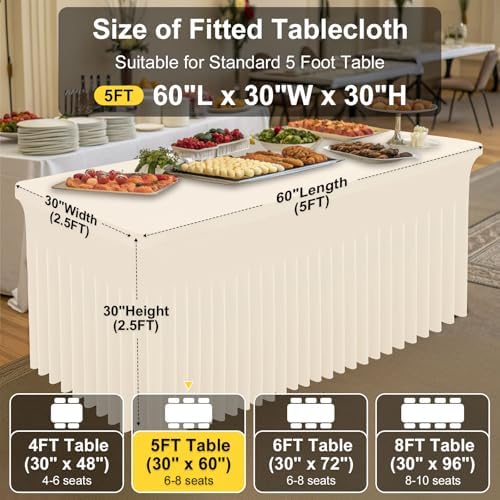 Spandex Open Back Tablecloth, Elastic Fitted Stretch Tablecloth for 5FT Rectangle Tables, Waterproof Washable, alternate view
