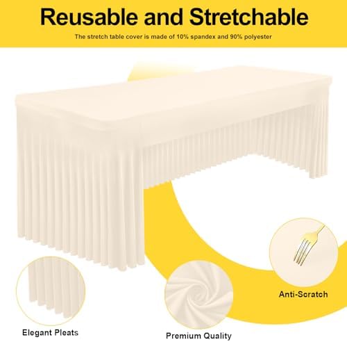 Spandex Open Back Tablecloth, Elastic Fitted Stretch Tablecloth for 5FT Rectangle Tables, Waterproof Washable, alternate view