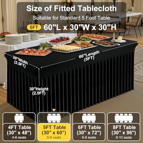 Spandex Open Back Tablecloth, Elastic Fitted Stretch Tablecloth for 5FT Rectangle Tables, Waterproof Washable, alternate view