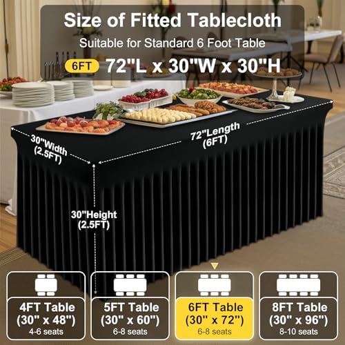 Spandex Open Back Tablecloth, Elastic Fitted Stretch Tablecloth for 6FT Rectangle Tables, Waterproof Washable, alternate view