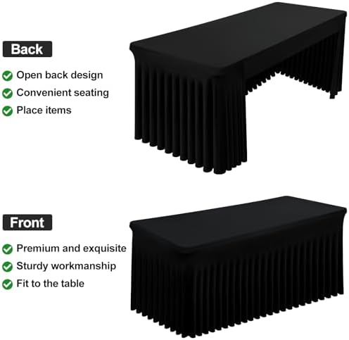 Spandex Open Back Tablecloth, Elastic Fitted Stretch Tablecloth for 6FT Rectangle Tables, Waterproof Washable, alternate view