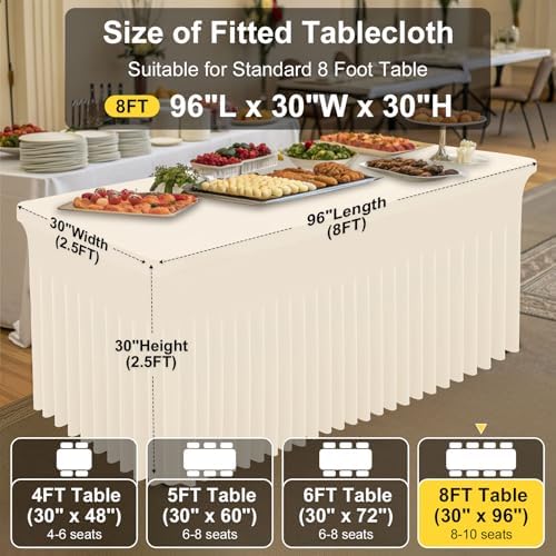 Spandex Open Back Tablecloth, Elastic Fitted Stretch Tablecloth for 8FT Rectangle Tables, Waterproof Washable, alternate view