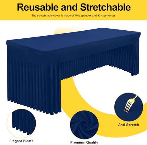 Spandex Open Back Tablecloth, Elastic Fitted Stretch Tablecloth for 8FT Rectangle Tables, Waterproof Washable, alternate view
