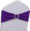 Spandex Purple Chair Sashes 50 Pack, Chair Bands with Buckle Slider for Wedding Party Folding Chairs Decor