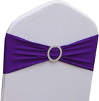 Spandex Purple Chair Sashes 50 Pack, Chair Bands with Buckle Slider for Wedding Party Folding Chairs Decor