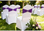 Spandex Purple Chair Sashes 50 Pack, Chair Bands with Buckle Slider for Wedding Party Folding Chairs Decor, alternate view 4