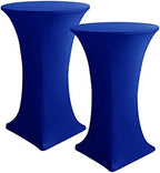 Spandex Royal Blue Cocktail Table Covers for 30-32 Inch High Top Pub 2 Pack