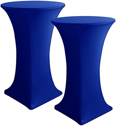 Spandex Royal Blue Cocktail Table Covers for 30-32 Inch High Top Pub 2 Pack