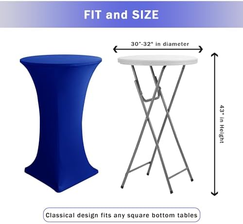 Spandex Royal Blue Cocktail Table Covers for 30-32 Inch High Top Pub 2 Pack, alternate view 3