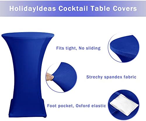 Spandex Royal Blue Cocktail Table Covers for 30-32 Inch High Top Pub 2 Pack, alternate view 5