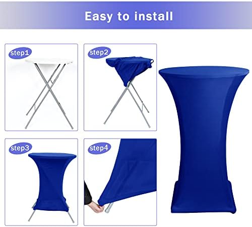 Spandex Royal Blue Cocktail Table Covers for 30-32 Inch High Top Pub 2 Pack, alternate view 6