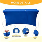 Spandex Tablecloth 10 Pack, 8FT Royal Blue Fitted Table Covers for 96 x 30 in Rectangle Tables, Washable Stretch, alternate