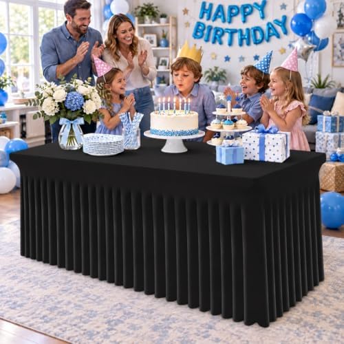 Spandex Tablecloth 4 Pack, Elastic Fitted Stretch Tablecloth for 6FT Rectangle Tables, Waterproof Washable Table, alternate