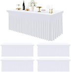 Spandex Tablecloth 4 Pack, Elastic Fitted Stretch Tablecloth for 8FT Rectangle Tables, Waterproof Washable Table
