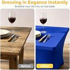 Spandex Tablecloth 6 Pack, 8FT Royal Blue Fitted Table Covers for 96 x 30 in Rectangle Tables, Washable Stretch, alternate