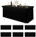 Spandex Tablecloth 6 Pack, Elastic Fitted Stretch Tablecloth for 4FT Rectangle Tables, Waterproof Washable Table