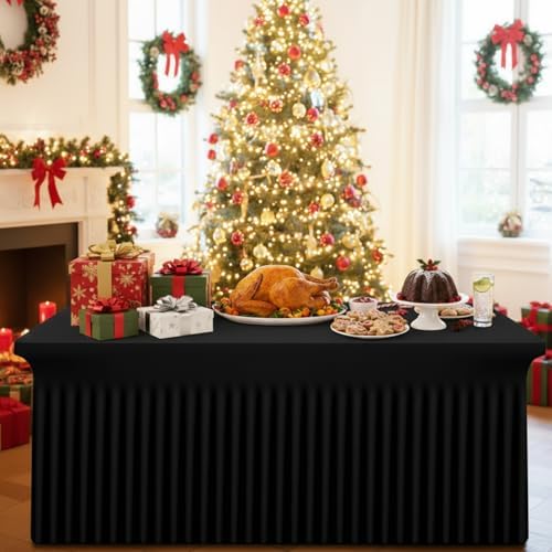 Spandex Tablecloth 6 Pack, Elastic Fitted Stretch Tablecloth for 4FT Rectangle Tables, Waterproof Washable Table, alternate