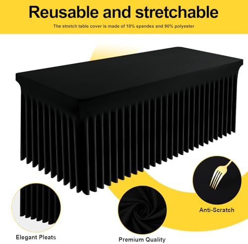 Spandex Tablecloth 6 Pack, Elastic Fitted Stretch Tablecloth for 5FT Rectangle Tables, Waterproof Washable Table, alternate