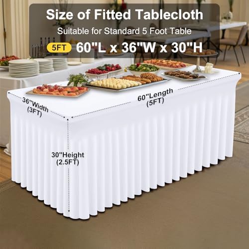 Spandex Tablecloth 6 Pack, Elastic Fitted Stretch Tablecloth for 5FT Rectangle Tables, Waterproof Washable Table, alternate