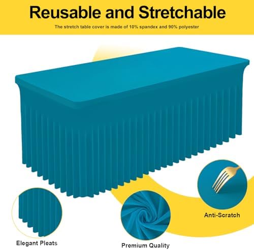Spandex Tablecloth 6 Pack, Elastic Fitted Stretch Tablecloth for 6FT Rectangle Tables, Waterproof Washable Table, alternate