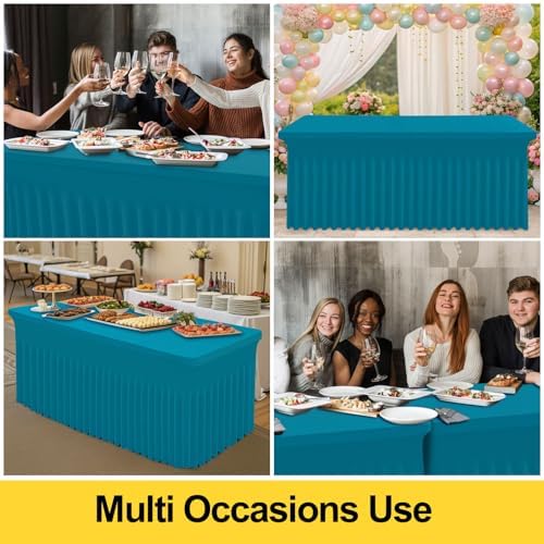 Spandex Tablecloth 6 Pack, Elastic Fitted Stretch Tablecloth for 6FT Rectangle Tables, Waterproof Washable Table, alternate