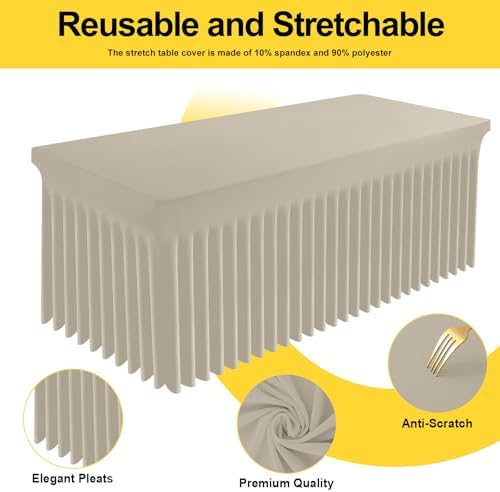 Spandex Tablecloth 6 Pack, Elastic Fitted Stretch Tablecloth for 6FT Rectangle Tables, Waterproof Washable Table, alternate