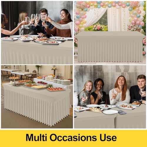 Spandex Tablecloth 6 Pack, Elastic Fitted Stretch Tablecloth for 6FT Rectangle Tables, Waterproof Washable Table, alternate