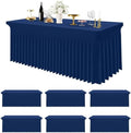 Spandex Tablecloth 6 Pack, Elastic Fitted Stretch Tablecloth for 8FT Rectangle Tables, Waterproof Washable Table