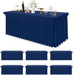 Spandex Tablecloth 6 Pack, Elastic Fitted Stretch Tablecloth for 8FT Rectangle Tables, Waterproof Washable Table