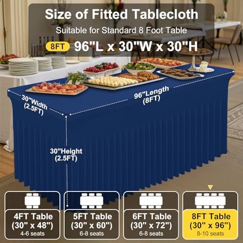 Spandex Tablecloth 6 Pack, Elastic Fitted Stretch Tablecloth for 8FT Rectangle Tables, Waterproof Washable Table, alternate
