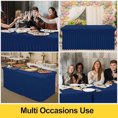 Spandex Tablecloth 6 Pack, Elastic Fitted Stretch Tablecloth for 8FT Rectangle Tables, Waterproof Washable Table, alternate