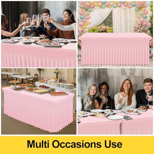 Spandex Tablecloth 6 Pack, Elastic Fitted Stretch Tablecloth for 8FT Rectangle Tables, Waterproof Washable Table, alternate