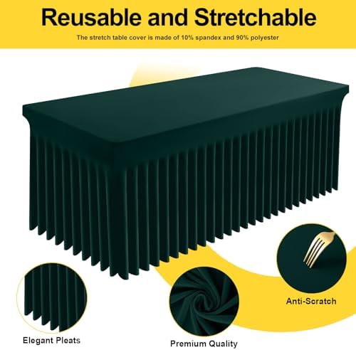 Spandex Tablecloth 6 Pack, Elastic Fitted Stretch Tablecloth for 8FT Rectangle Tables, Waterproof Washable Table, alternate