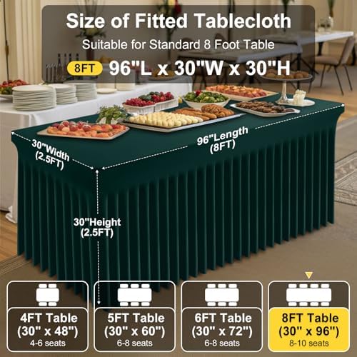 Spandex Tablecloth 6 Pack, Elastic Fitted Stretch Tablecloth for 8FT Rectangle Tables, Waterproof Washable Table, alternate