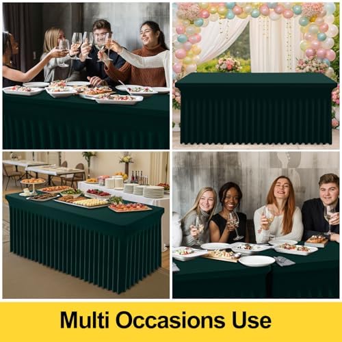 Spandex Tablecloth 6 Pack, Elastic Fitted Stretch Tablecloth for 8FT Rectangle Tables, Waterproof Washable Table, alternate